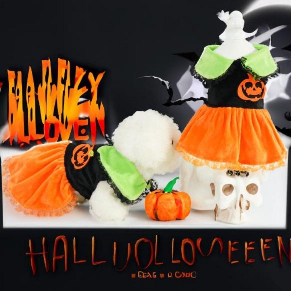 Pumpkin Pattern Halloween Dog Costume Creative Pet Cosplay Costume Dog Pumpkin Dress Cosplay Party