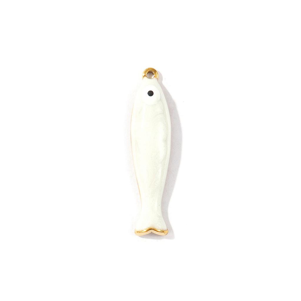 2 Pezzi Smalto Impermeabile Perlescente Pesce Acciaio Inossidabile 304 Charms Gioielli Oceano Pendenti Placcati Oro 18K Per Creazione Collane Fai da Te
