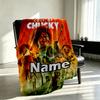 Custom Name Personalized Bride of Chucky Print Blanket, Home Decor, Bedroom, Sofa, Camping, Couch, Gifts for Birthday Christmas