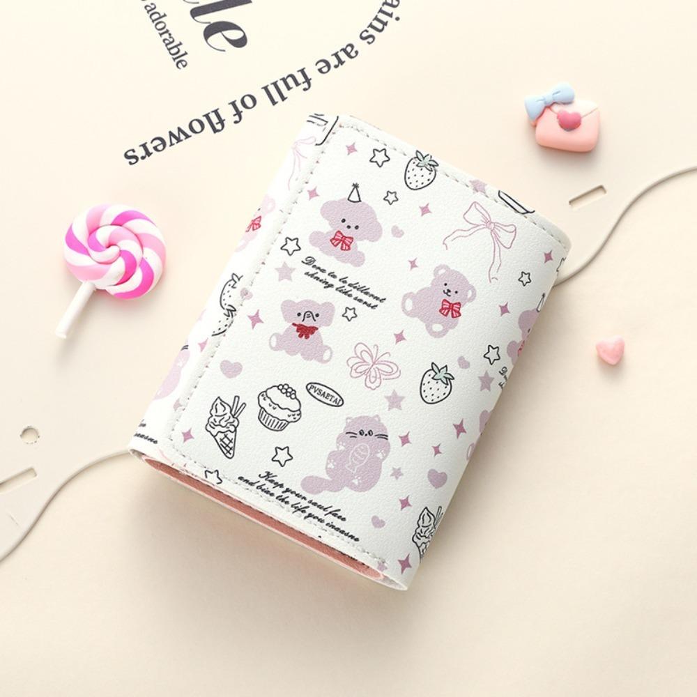 Cartoon Kitty Money Bag Coin Purse Kawaii PU Leather Short Wallet Card Holder Bowknot Wallet For Women Men Gift
