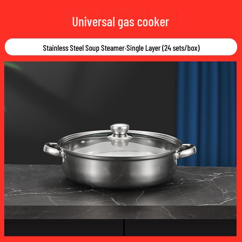 Dreischichtiger Suppen- und Dampfkochtopf aus Edelstahl mit verdicktem Boden