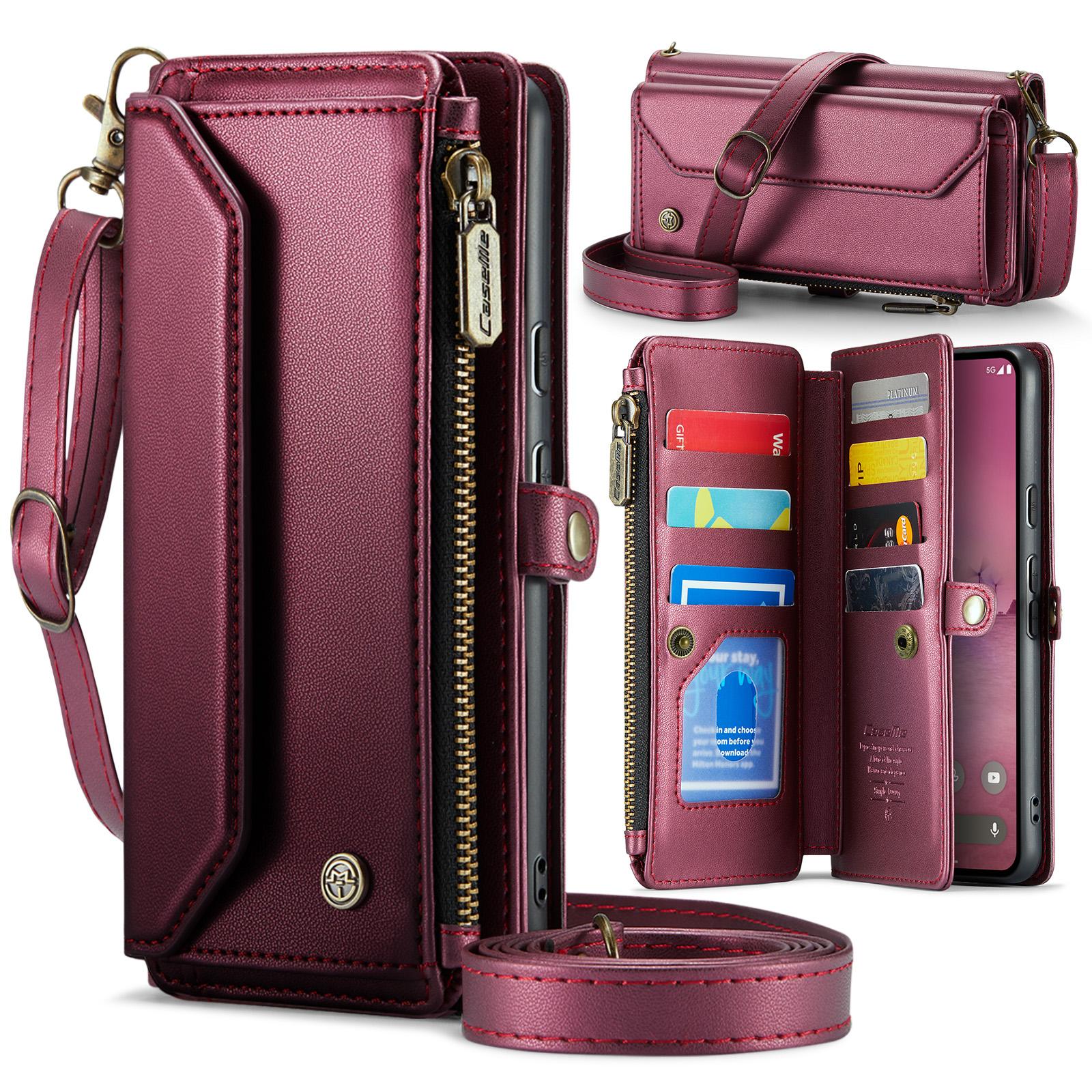 Crossbody Kartenfach Reißverschluss Geldbörse Lederhülle für Google Pixel 11 XL 10 Pro 9 8 10A 9A 7A Tasche Beutel Lanyard Stoßfeste Hülle Google Pixel 10 Pro XL