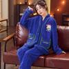 Autumn Winter Christmas V Neck Flannel Pajamas Thickened Women's Home Set