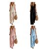 Women's Summer Sleeveless 2 Piece Outfits Button Down Tank Top And Wide Leg Pants Casual Loungewear Matching Sets