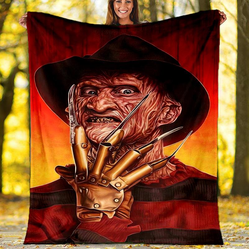 Coperta stampata a tema horror di Halloween - Perfetta per divano, letto, viaggi e uso all'aperto | Lavabile in lavatrice, accogliente e resistente.