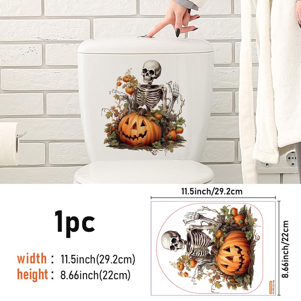 Halloween Toilet Sticker Horror Funny Sticker Self-Adhesive Decorative Sticker Toilet Toilet Lid Sticker