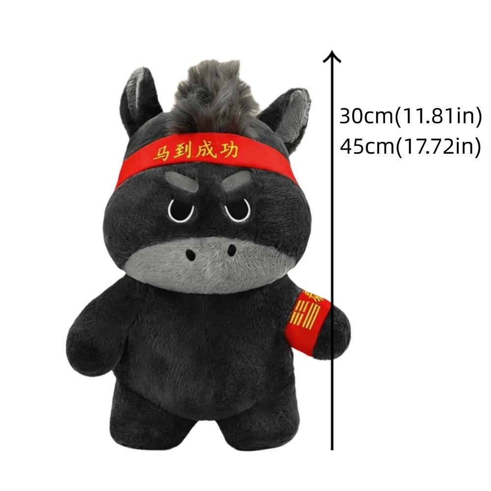 Cute Design Lucky Horse Figurine Black Color Zodiac Pony Figurine Horse Plush Doll  New Year Gift