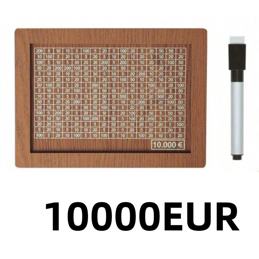 Creative Money Sacing Box Wooden Penny Bank with Marking Pen 1000-10000 Euros Christmas Gift for Kids Home Crafts Decoration