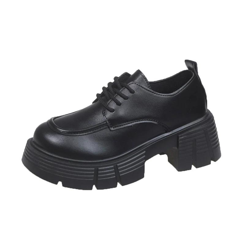 Fashion Spring New Thick Heel Shoes Women's Fashion Round Head Deep Mouth Front Strap Thick Sole Anti-slip Wear-resistant Single Shoes