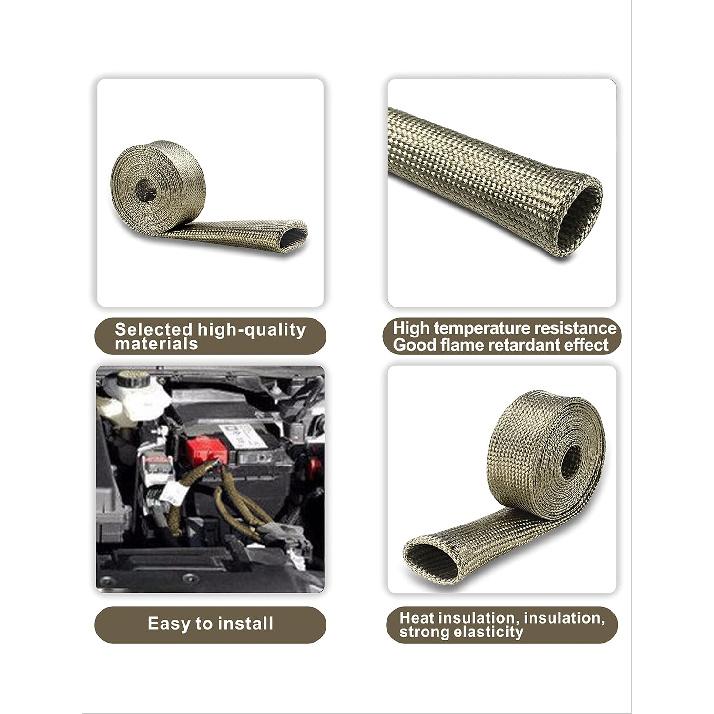 Wire Heat Shield Automotive Heat Shield Sleeve Fuel Line Heat Shield Titanium Auto Hose Spark Plug Wire Cover Protectors Boots Roll 2500 Degree For
