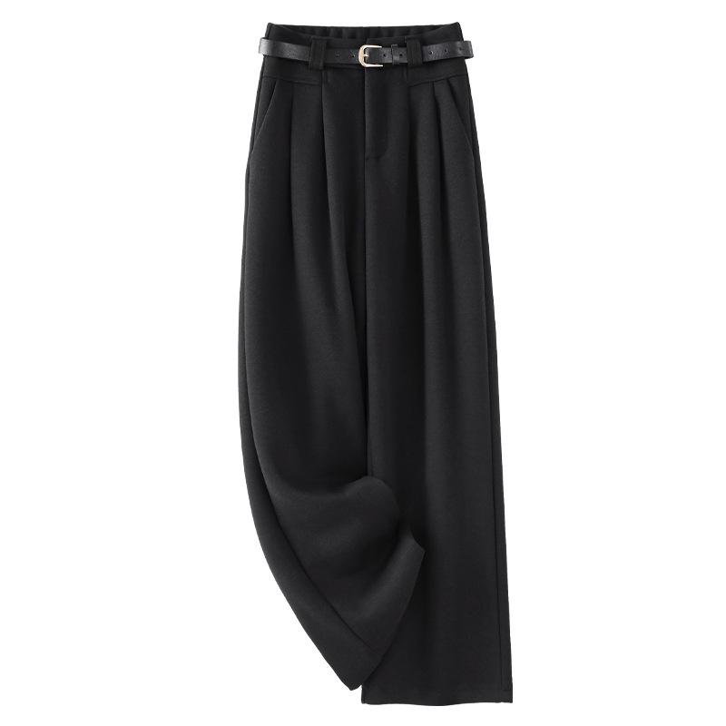 

Женские брюки цвета хаки с высокой посадкой и широкими штанинами 2024 – Новые повседневные драпирующиеся брюки для костюма на осень/зиму XL