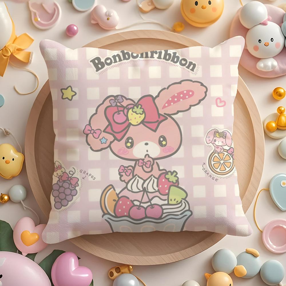 Cute Bonbonribbon Pillow Case Short Plush Double-Sided Printing Home Machine Washable In Warm Winter Cushion Cover