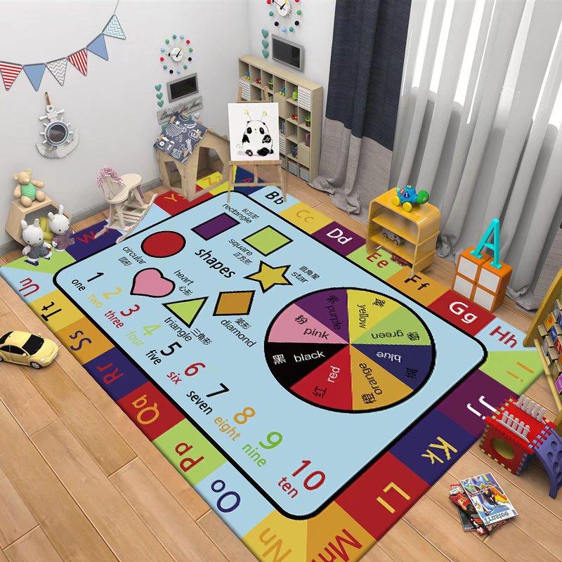 Kids Playroom Carpet Soft Non-Slip Baby Crawling Mat with Traffic Route Map Design for Bedroom Living Room