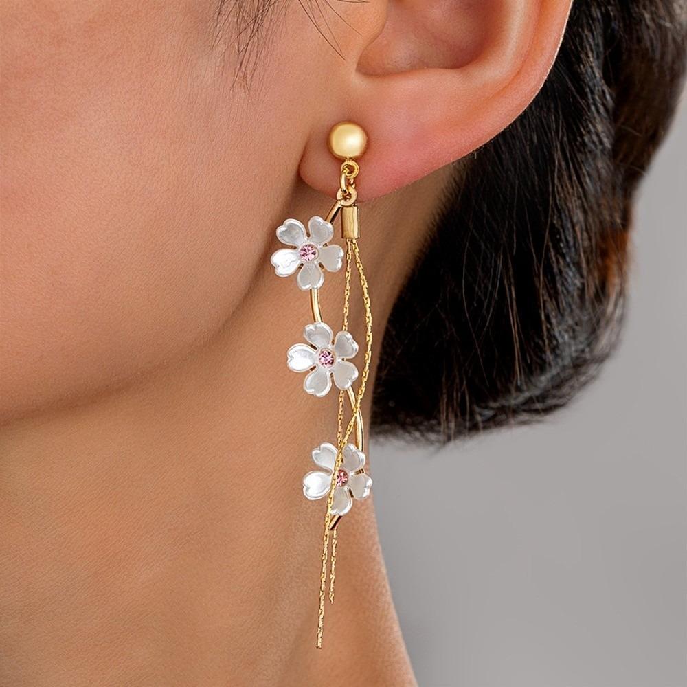 Versatile Pendant Earrings Resin Flower Earrings Fashion Fringe Hoop Earrings  Evening Party