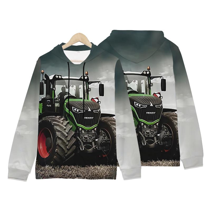 Kawaii Hoodies Truck Traktorer 3D Print Sweatshirts Pojkar Flickor Unisex huvtröjor Tecknade barn Mode Oversized Hoodie