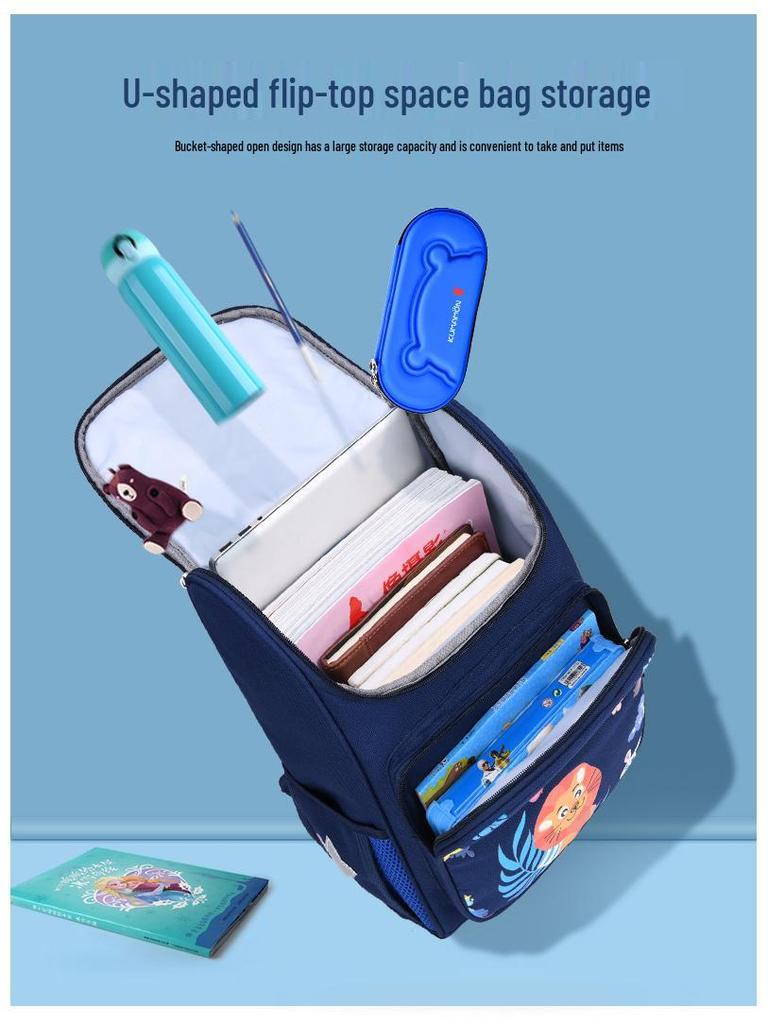 Children's Space-Themed School Backpack, Grades 1-6, Ages 6-12, Spine Support for Boys and Girls