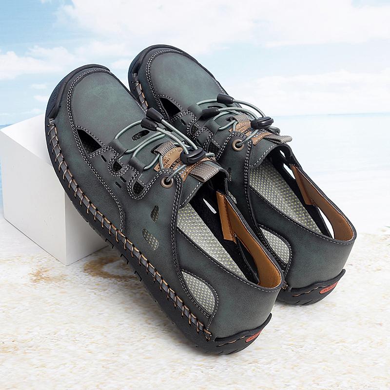 Men Blue Green Hiking Sandals Khaki Summer Outdoor Wide Palm Black Beach Shoes Close Toe Sandals Plus Size