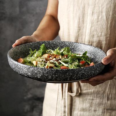 Japanese Ceramic Deep Plate – Simple Tableware for Salads and Vegetables