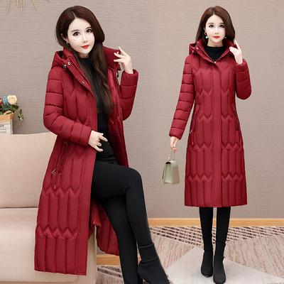 Thickened Cotton-padded Women's Long Knee-padded Jacket Middle-aged and Elderly Cotton-padded Women's Slim and Thin Winter Jacket