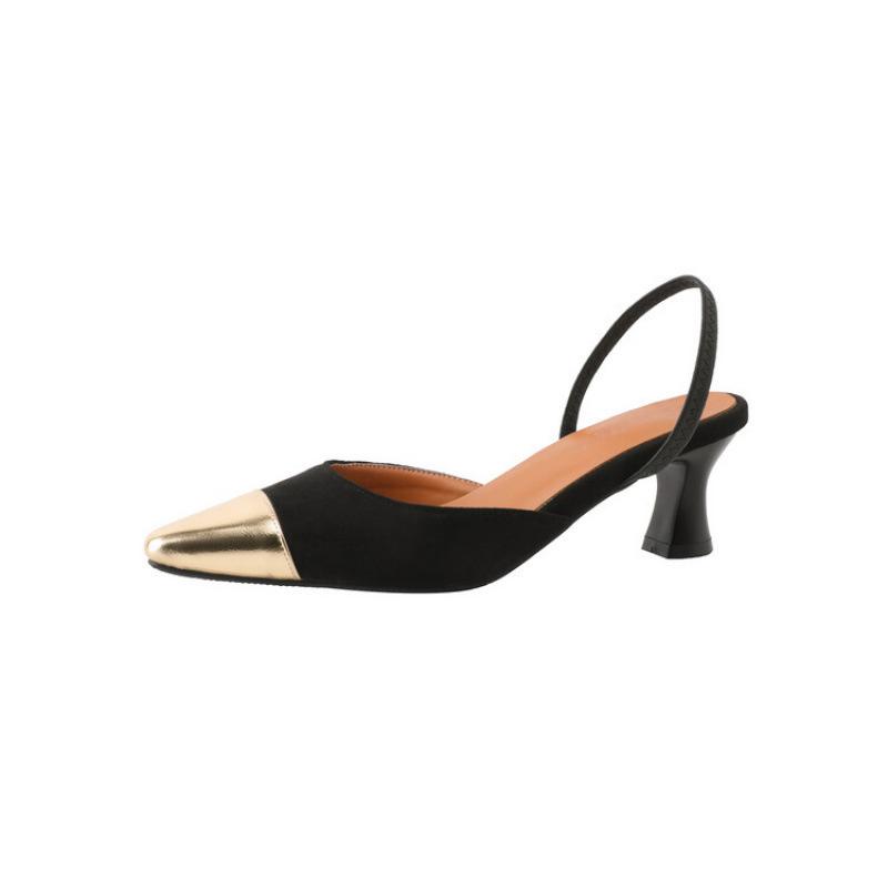 Sommer Damen Tasche Kopf Sandalen lässige High-Heel Sandalen Damen Farbpassende Übergröße Schuhe neu hinten offen Sandalen spitz Stiletto