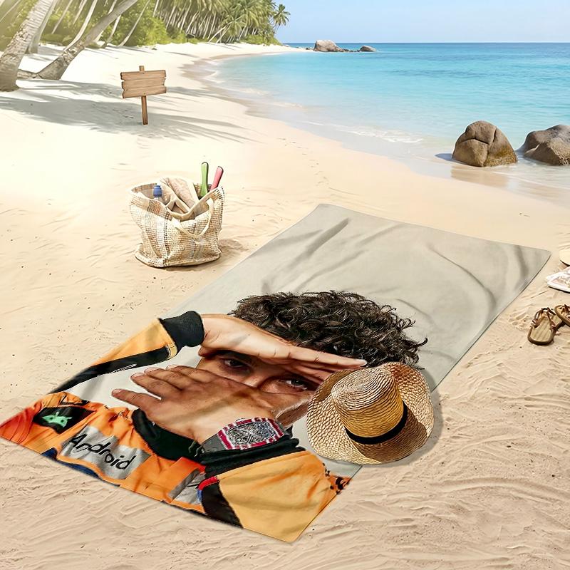 Lando Norris Nyomtatott Strandtörölköző Puha Hordozható Gyors?Száraz törölköző medencéhez nyári vakációhoz kültéri sporthoz 80cmx160cm(31x63inch)