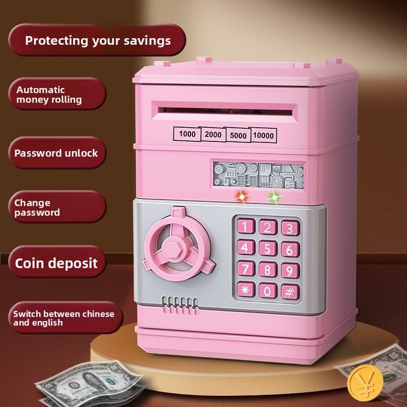 Children's Piggy Bank Password Box Automatic Money Rolling Fingerprint Large-capacity Simulation Intelligent Deposit Machine