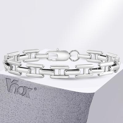 Vnox Braccialetti a Catena con Maglie a Forma di H Audace per Ragazzi Adolescenti Uomini, Braccialetto Fatto a Mano in Acciaio Inossidabile Impermeabile, Gioielli Semplici