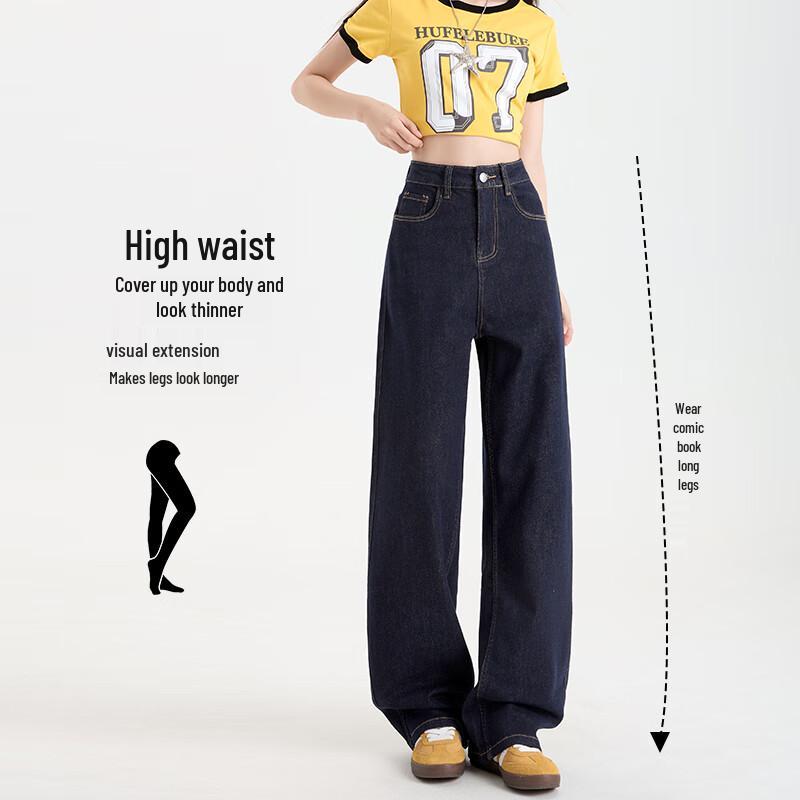 Women's Petite High-Waist Wide-Leg Drapey Denim Pants