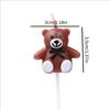 5Pcs/Set Pink Brown Cartoon Little Bear Shaped Candle Birthday Holiday Couple Party Cake Decoration