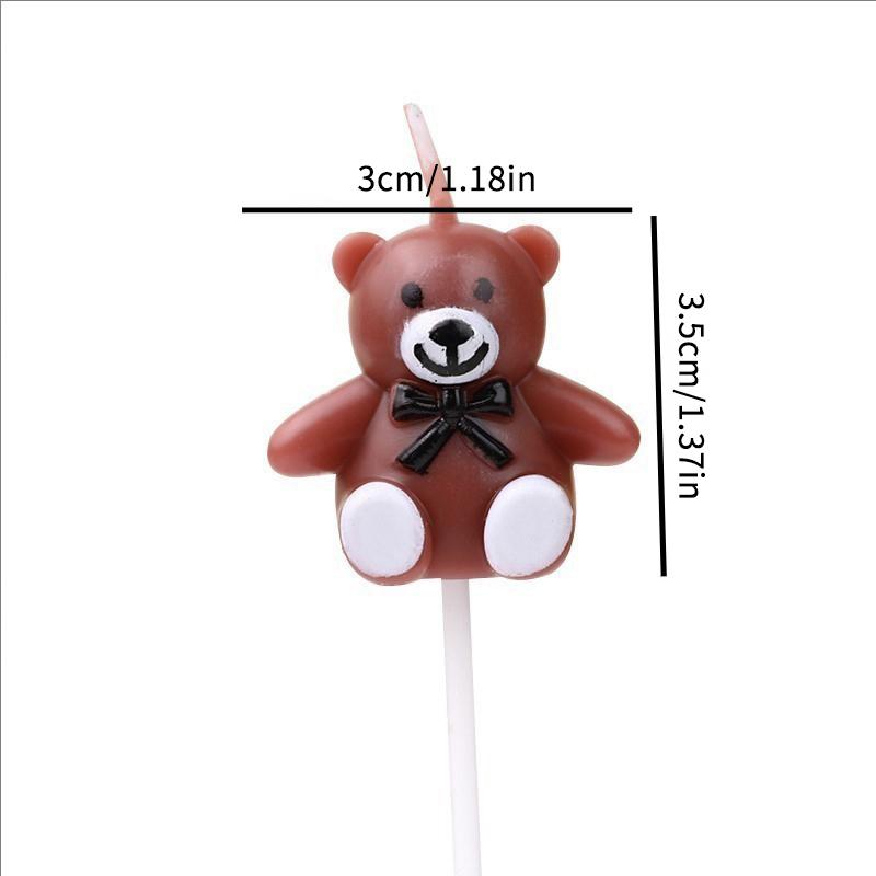 5Pcs/Set Pink Brown Cartoon Little Bear Shaped Candle Birthday Holiday Couple Party Cake Decoration