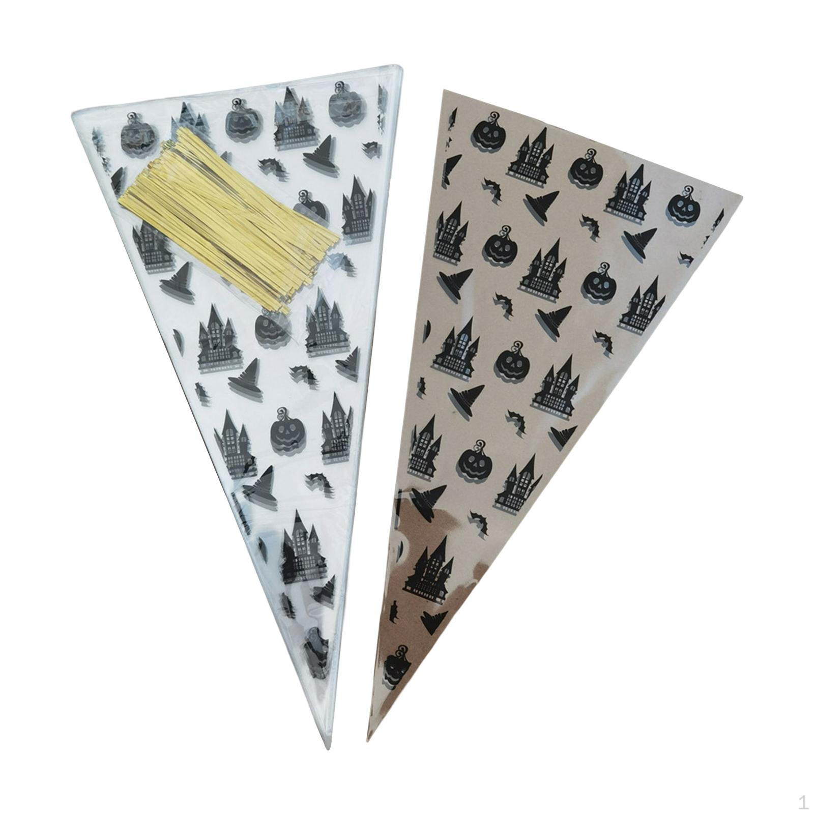 

100 Pieces Halloween Snack Cookie Bag Gift Packaging Transparent Storage Pouch for Carnival Castle