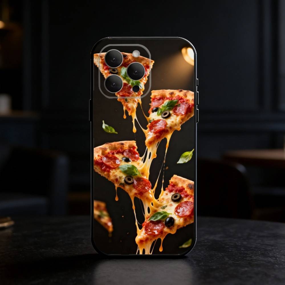 Delicious P-Pizza C-Cheese Phone Case Silicone black Soft For IPhone 17,16,15,14,13,12,11,SE,Plus Pro Max
