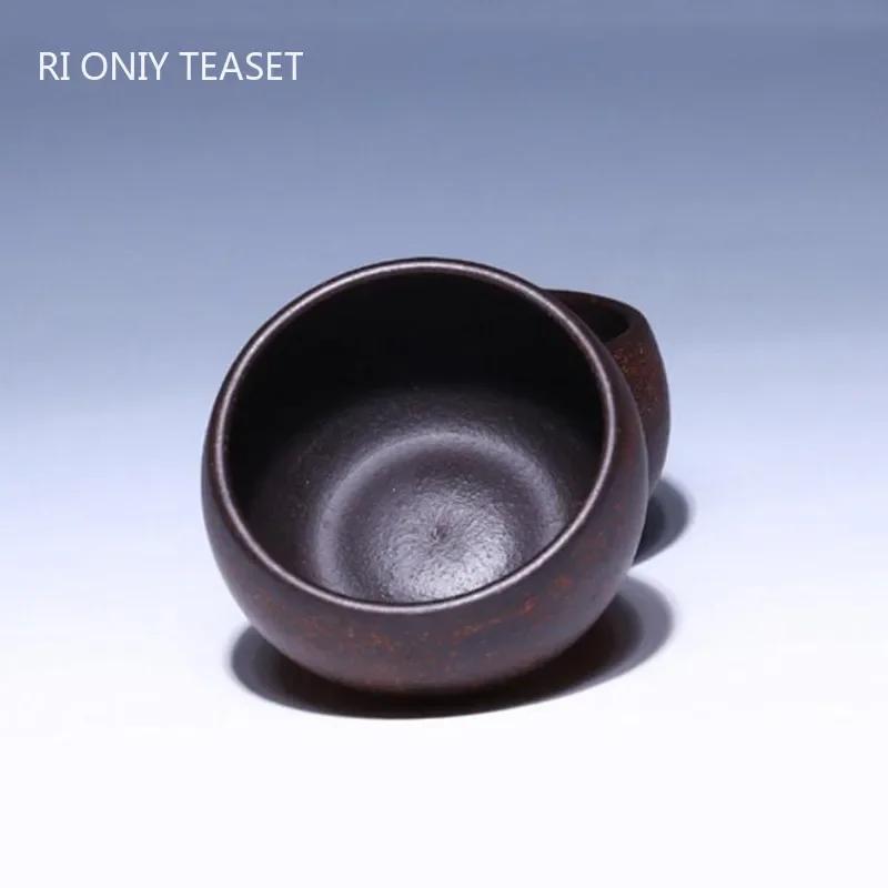 2 Pcs/set Chinese Yixing Purple Clay Teacup Travel Meditation Tea Cup Handmade Boutique Tea Bowl Master Cup Tea Set 40ml