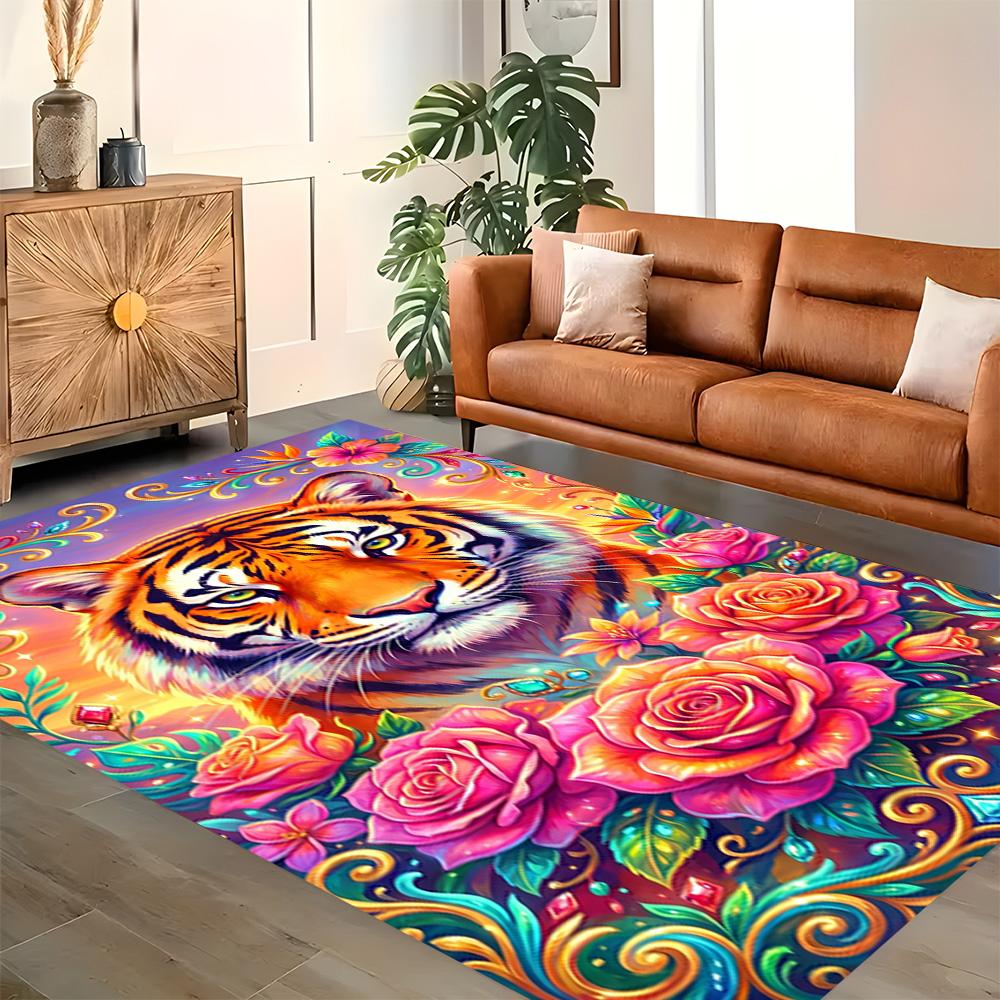 White Tiger Family for Living Room Rug, BedRoom Rug, Study Room Rug, Hallway Decoration, Perfect for Home Decoration or Holiday Gifts