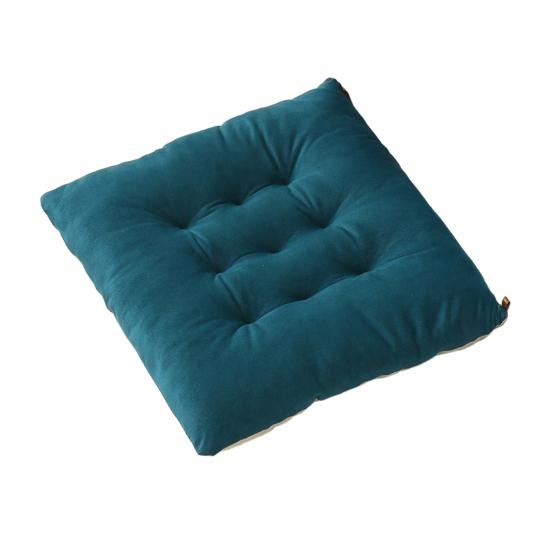 Decorative Contrast Edging Seat Pad Square Chair Cushion, Soft Plush Cushion with Straps, 15.75" x High Resilience Tatami Non Slip for Dining