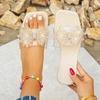 Sandales Pantoufles Vêtements d'extérieur d'été pour femmes 2025 Nouveau Léger avec Jupe Strass Plage Une Pantoufles