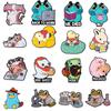 Cartoon Animal Brooch Set: Goofy Frog, Cute Cat, Rabbit Badge Pins