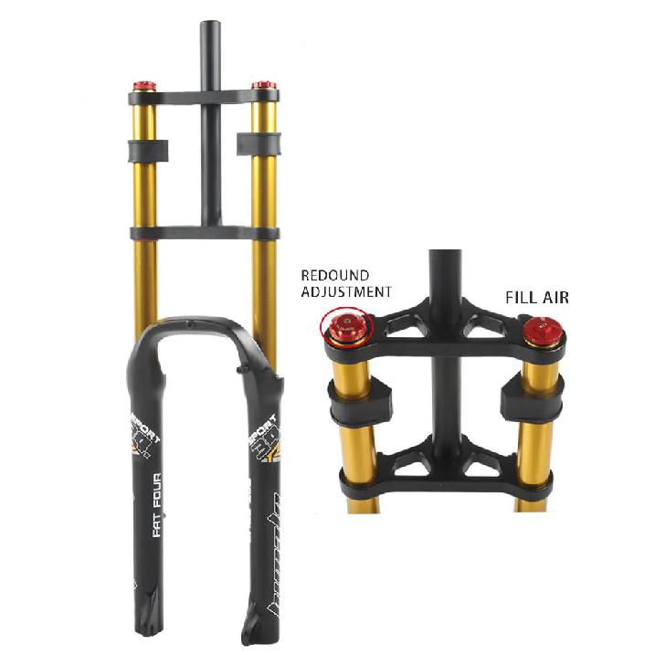 HIMALO 26 Zoll Fat Tire Schnee-Fahrradgabel 34mm Übergröße 135mm Ausfallende Luftfederung mit einstellbarer Dämpfung Fahrradzubehör