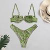 Women Flower Printed High Cut V Wired Bikini Swimwear Swimsuit Beachwear