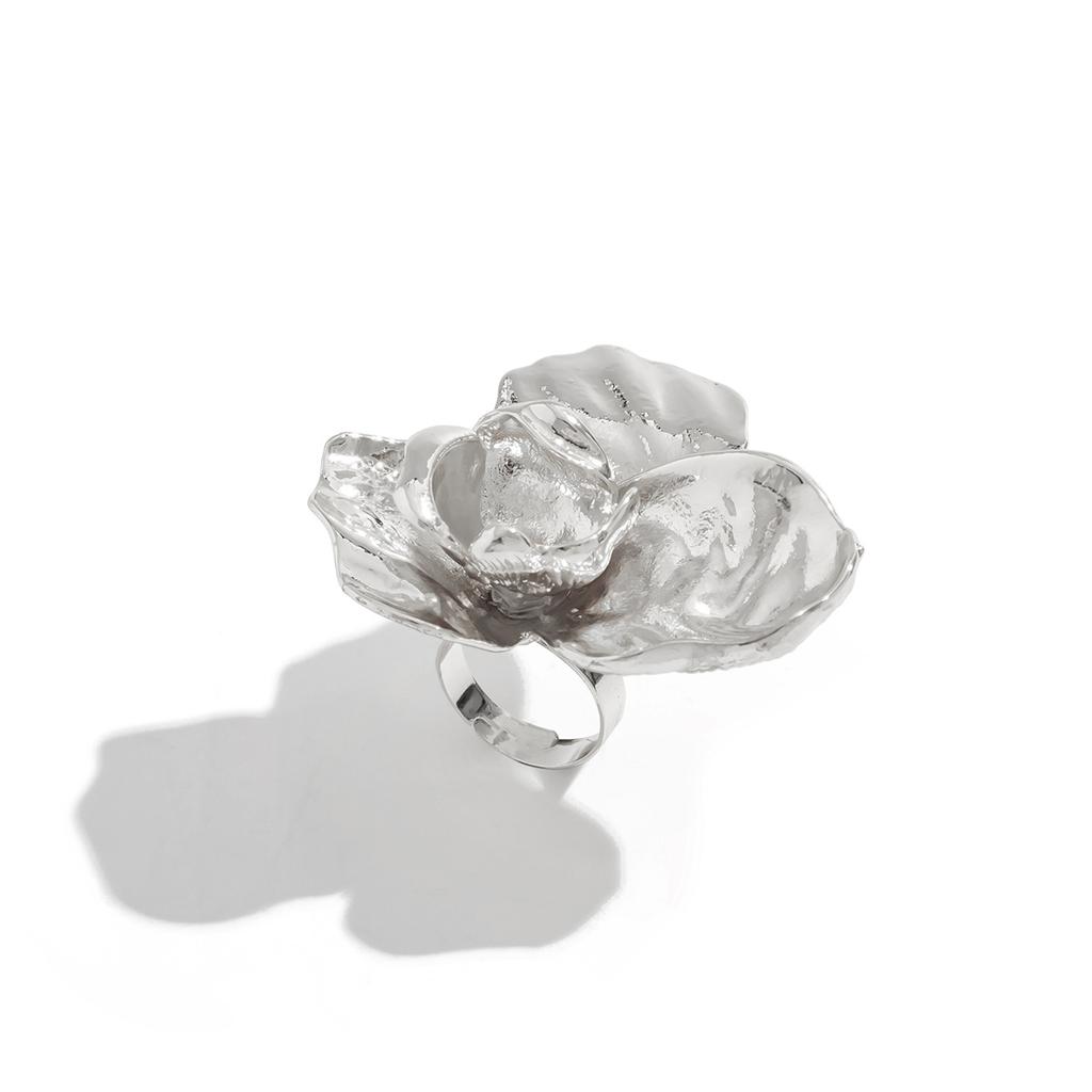 DIEZI Übertriebener Großer Blume Geometrisch Metall Gold Silber Farbe Offener Ring Damen Herren Goth Punk Paar Verstellbare Ringe Schmuck