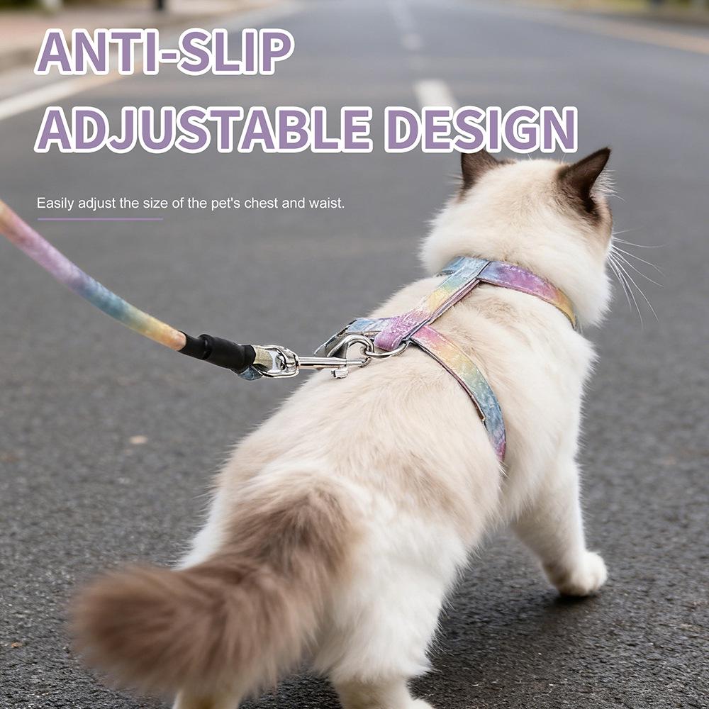 Adjustable Gradient Leash & Harness Set for Cats and Small Dogs