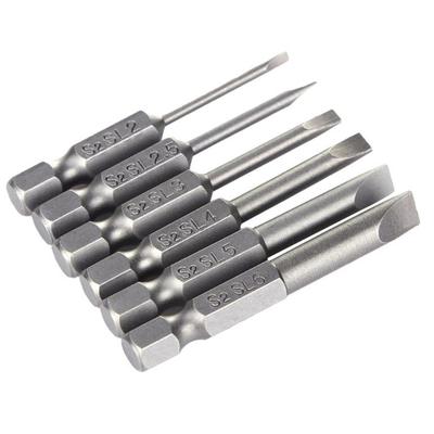 1/4 Zoll Sechskantschaft Schlitzschraubendreher-Bit 2,0-6,0 mm 50 mm 6 Stück/Set flach
