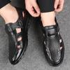 Casual Leather Sandals Breathable Men Summer Fashion Soft Non-slip Wearable Work Hollow Out Comfortable Male Classic Black Brown