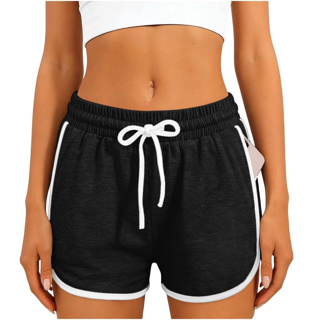 Women’s Athletic Shorts with Drawstring Waist Trim Loose Fit Lightweight Breathable Soft Fabric for Sports Yoga Running Lounge