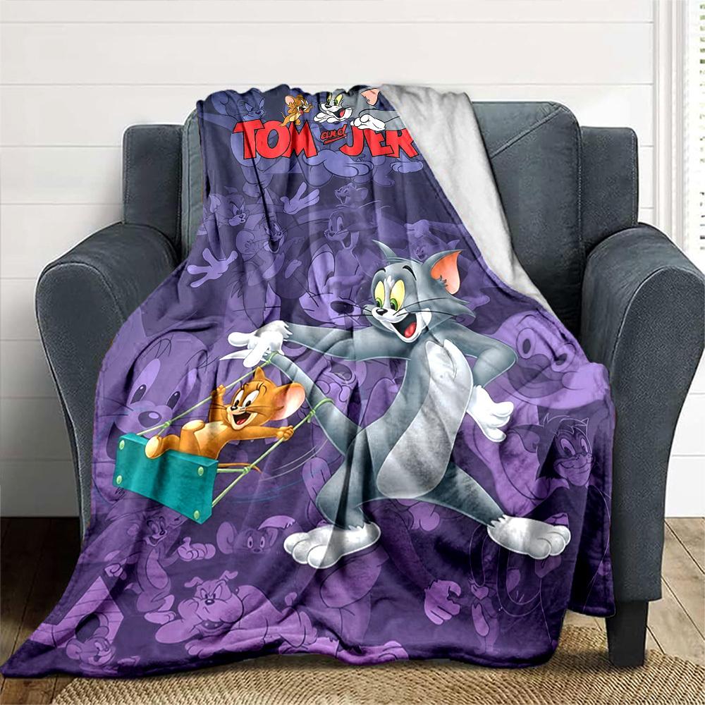 1pc Tom and Jerry Flannel Blanket Soft Warm Throw for Home, Office, Travel, All-Season Cozy Bedding GiftL1132