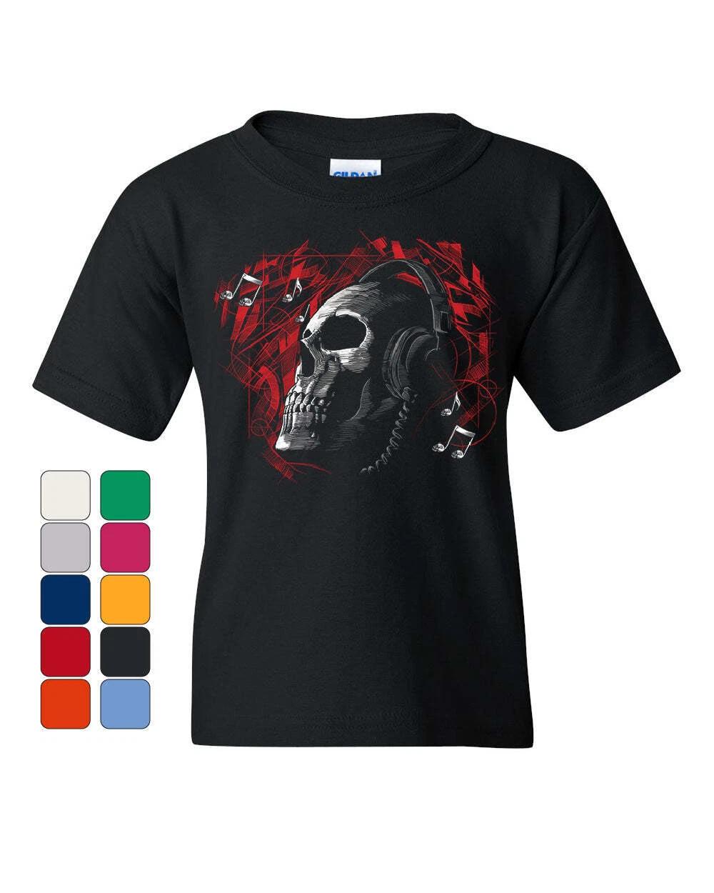

Deadphones Youth kids boys T-Shirt Music Headphones Skull Face Dead EDM Hip Hop Kids Tee 110