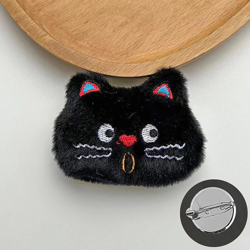 Cute Cat Plush Doll Brooch Fluffy Soft Stuffed Clothes Badge Pins Backpacks Decoration Accessories
