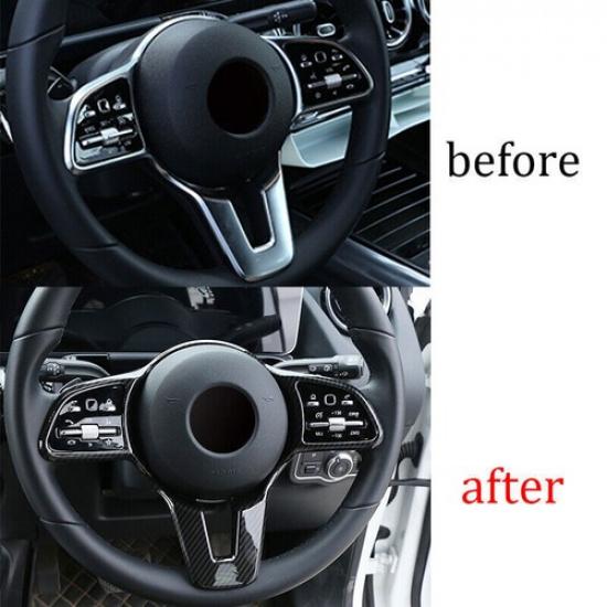 Carbon Fiber Strip Cover Trim For Benz E-Class Steering Wheel Border -