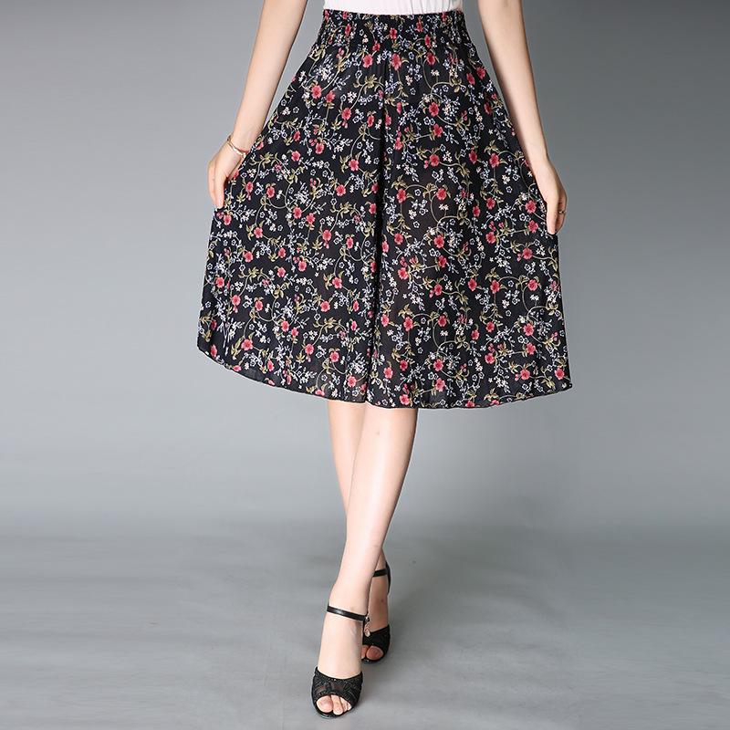 Sommerrockhose Dünne Elastische Taille Hohe Taille Mittellange Hose Damen Eisseidenhose