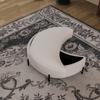 Chenille-Covered Half-Moon Storage Stool with Tray, Padded Seat, Dressing & Shoe Stool and Footrest for Living Room, Entryway & Hallway, Beige